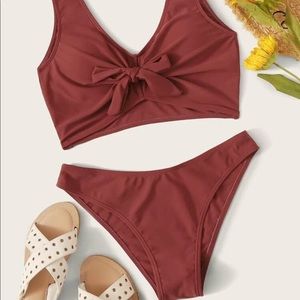 Crop top bikini with tie front